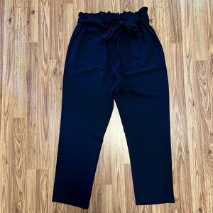 Grace Karin Women’s Navy Blue Paper Bag Ankle Pants, XL